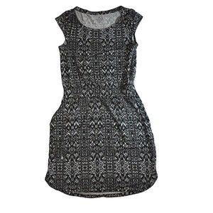 Athleta Black White Patterned Cap Sleeve Dress XXS with pockets